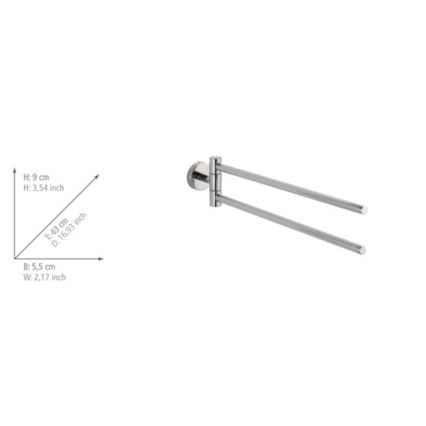 WENKO 20213100 - Håndklædeholder BOSIO SHINE 43 x 9 cm, rustfrit stål/sølv