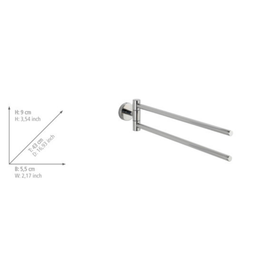 WENKO 20213100 - Håndklædeholder BOSIO SHINE 43 x 9 cm, rustfrit stål/sølv