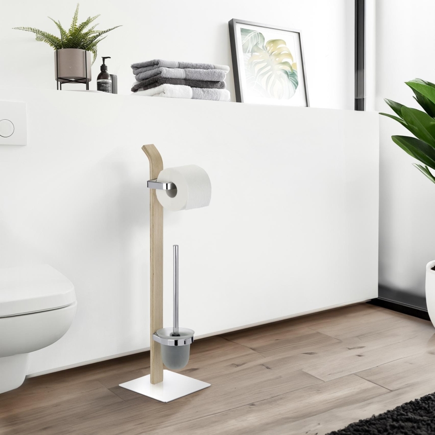 WENKO 20397100 - WC-børste SAMONA 20x71,5 cm krom/brun/satin