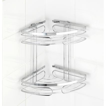 WENKO 20412100-Premium hjørnehylde af rustfrit stål 26,5x27,5 cm rustfrit stål/sølv