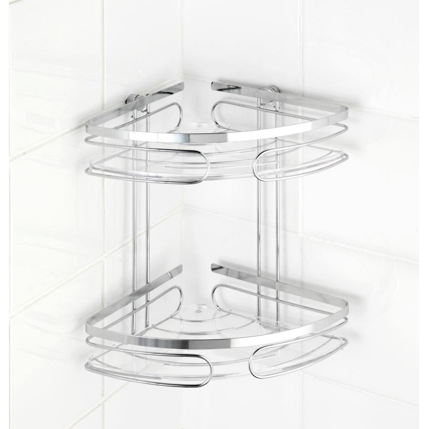 WENKO 20412100-Premium hjørnehylde af rustfrit stål 26,5x27,5 cm rustfrit stål/sølv