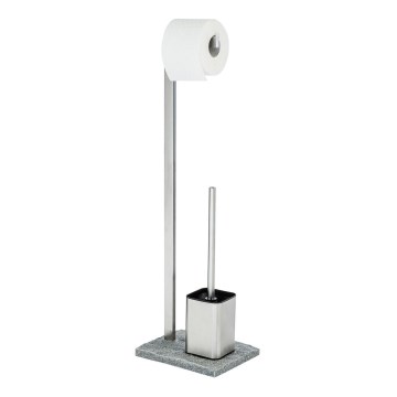 WENKO 20604100 - WC-børste GRANIT 23x73,5 cm rustfrit stål/satineret/grå