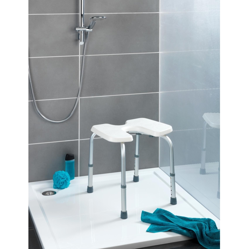 WENKO 206051100-Skammel SECURA 46x53,5 cm hvid/sølv