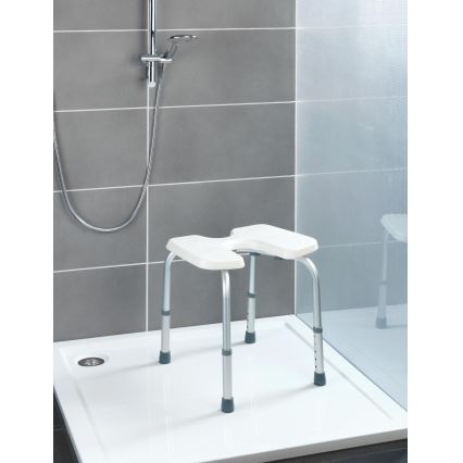 WENKO 206051100-Skammel SECURA 46x53,5 cm hvid/sølv