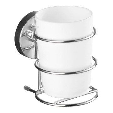 WENKO 20880100-Bæger VACUUM-LOC MILAZZO 7,5x11,5 cm højglans krom/hvid