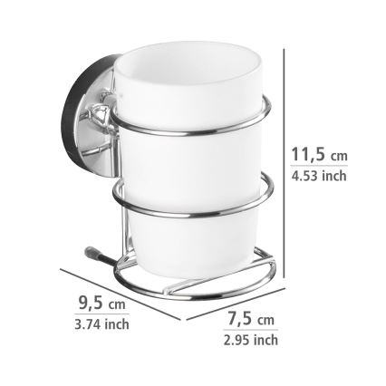 WENKO 20880100-Bæger VACUUM-LOC MILAZZO 7,5x11,5 cm højglans krom/hvid