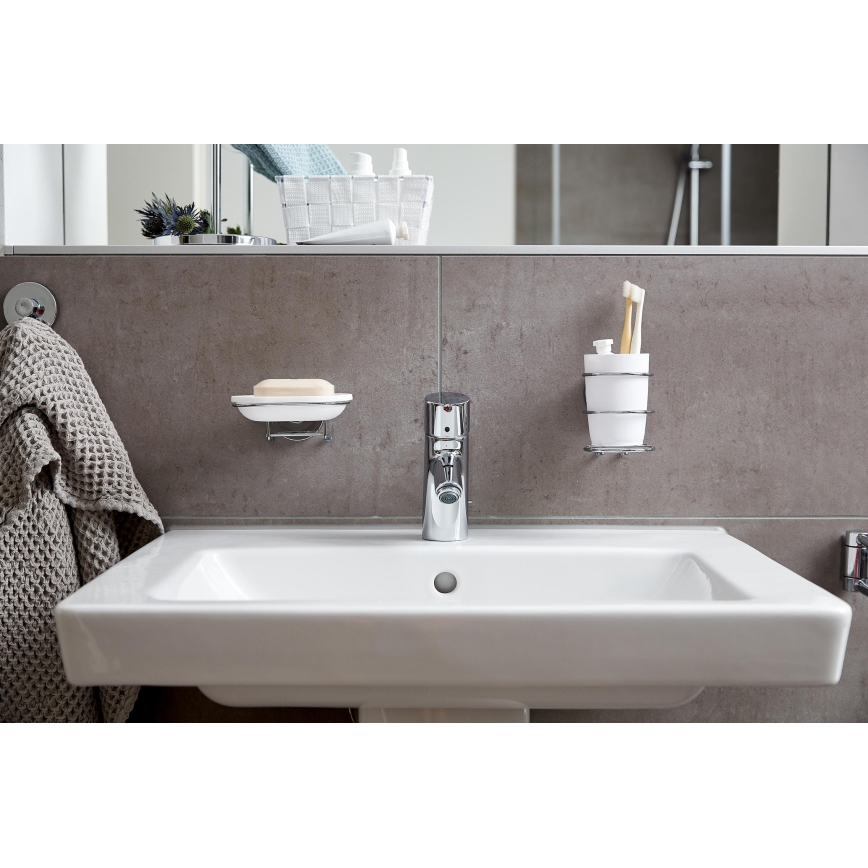 WENKO 20880100-Bæger VACUUM-LOC MILAZZO 7,5x11,5 cm højglans krom/hvid