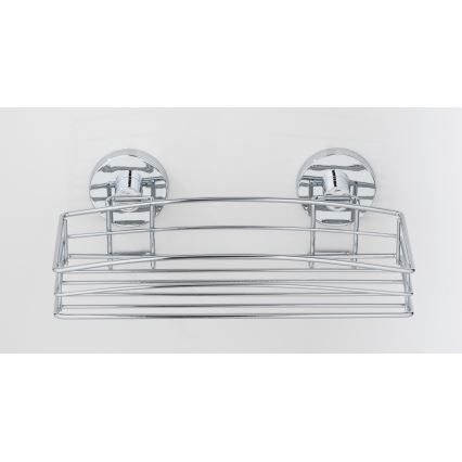 WENKO 20883100-Hylde VACUUM-LOC RUND STÅL 26x15,3 cm blank krom