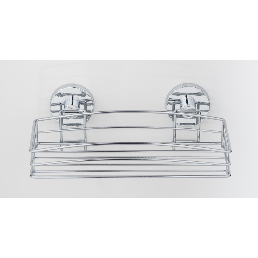 WENKO 20883100-Hylde VACUUM-LOC RUND STÅL 26x15,3 cm blank krom