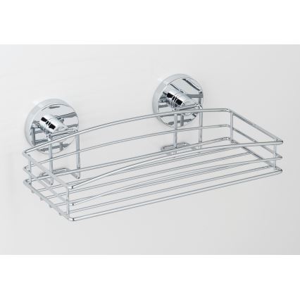 WENKO 20883100-Hylde VACUUM-LOC RUND STÅL 26x15,3 cm blank krom