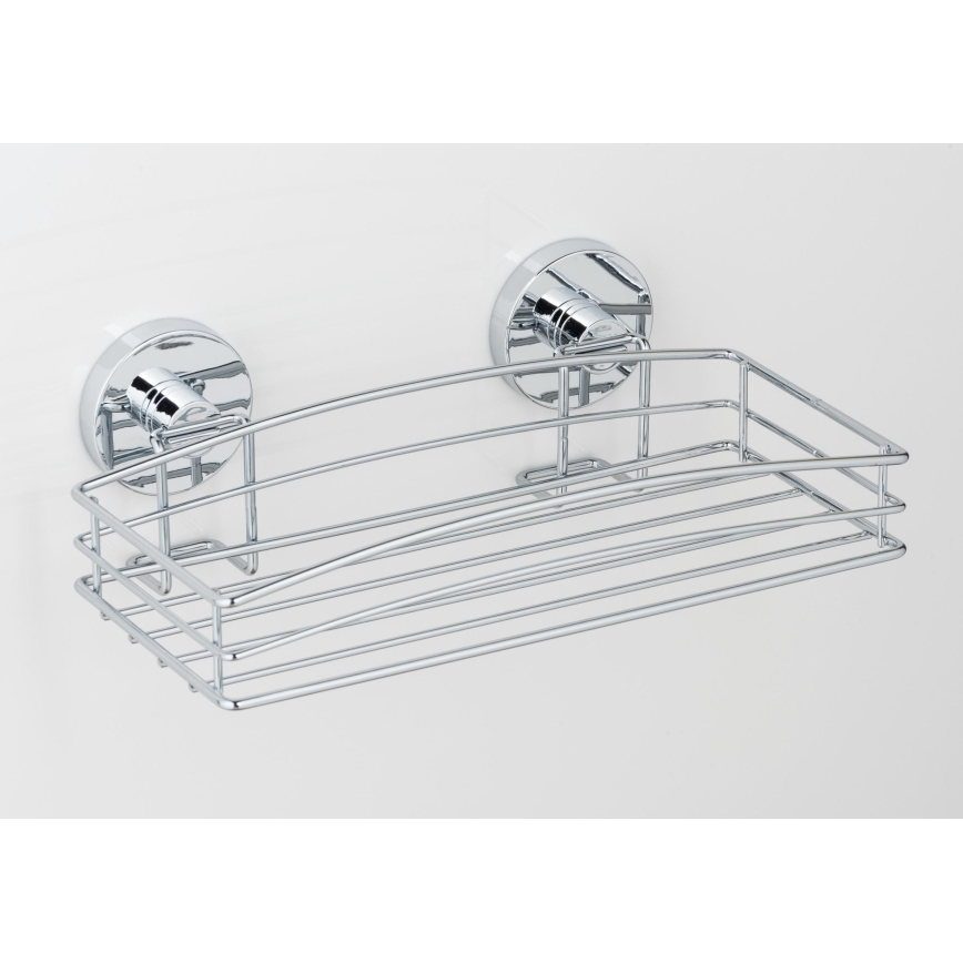 WENKO 20883100 - VACUUM-LOC rund hylde, stål, 26x15,3 cm, poleret krom