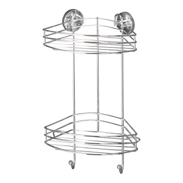 WENKO 20885100-Hjørnehylde VACUUM-LOC RUND STÅL 24,5x41 cm blank krom
