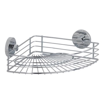 WENKO 20887100-VACUUM-LOC rund stålhylde 31x22,5 cm blank krom