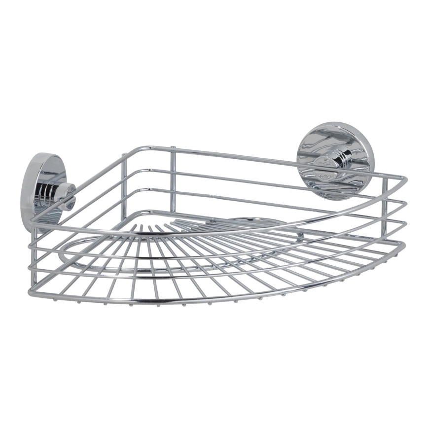 WENKO 20887100-VACUUM-LOC rund stålhylde 31x22,5 cm blank krom