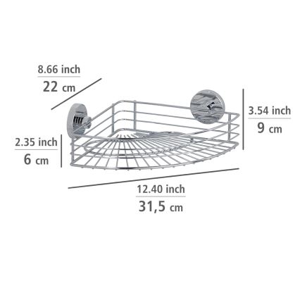 WENKO 20887100-VACUUM-LOC rund stålhylde 31x22,5 cm blank krom