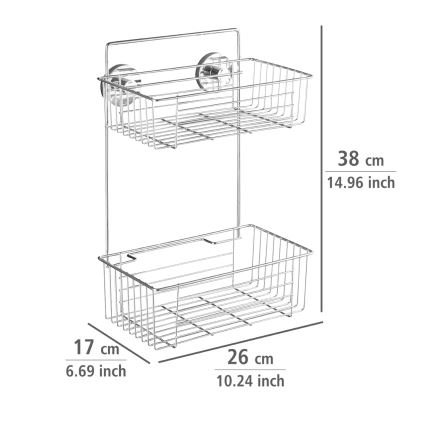 WENKO 20889100-Hylde VACUUM-LOC RUND STÅL 26x38 cm blank krom