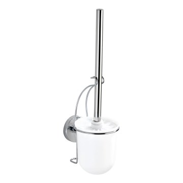 WENKO 20898100-WC-børste VACUUM-LOC MILAZZO 10x34 cm rustfrit stål/blank krom/hvid