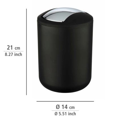 WENKO 21211100 - Skraldespand BRASIL 14x21 cm sort/blank krom
