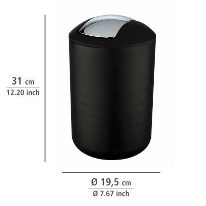 WENKO 21212100 - Affaldsspand BRASIL 19,5x31 cm sort/blank krom