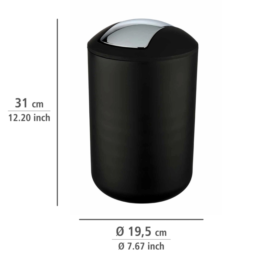 WENKO 21212100 - Affaldsspand BRASIL 19,5x31 cm sort/blank krom