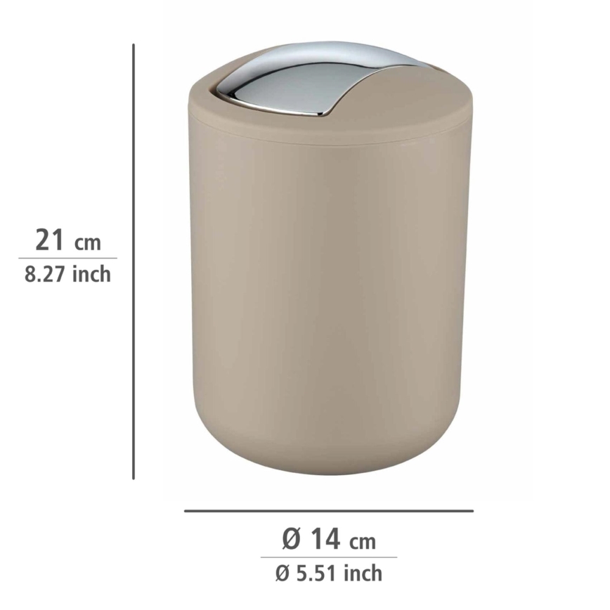 WENKO 21221100 - Affaldsspand BRASIL 14x21 cm beige/blank krom