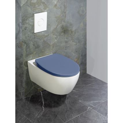 WENKO 22403100-WC WC-sæde SAMOS 44,5x37,5 cm blå/sølv
