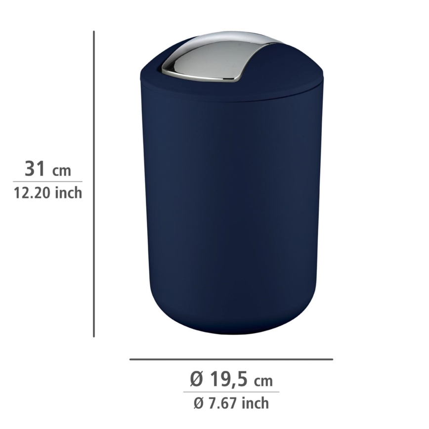 WENKO 22521100 - Skraldespand BRASIL 19,5x31 cm blå/blank krom