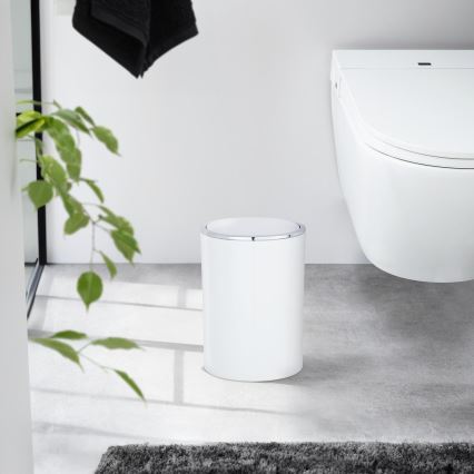 WENKO 22554100 - Affaldsspand INCA 18,5x25,5 cm hvid/blank krom