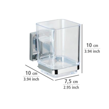 WENKO 22680100 -Bæger VACUUM-LOC QUADRO ED 7,5x10 cm sølv/blank krom/klar