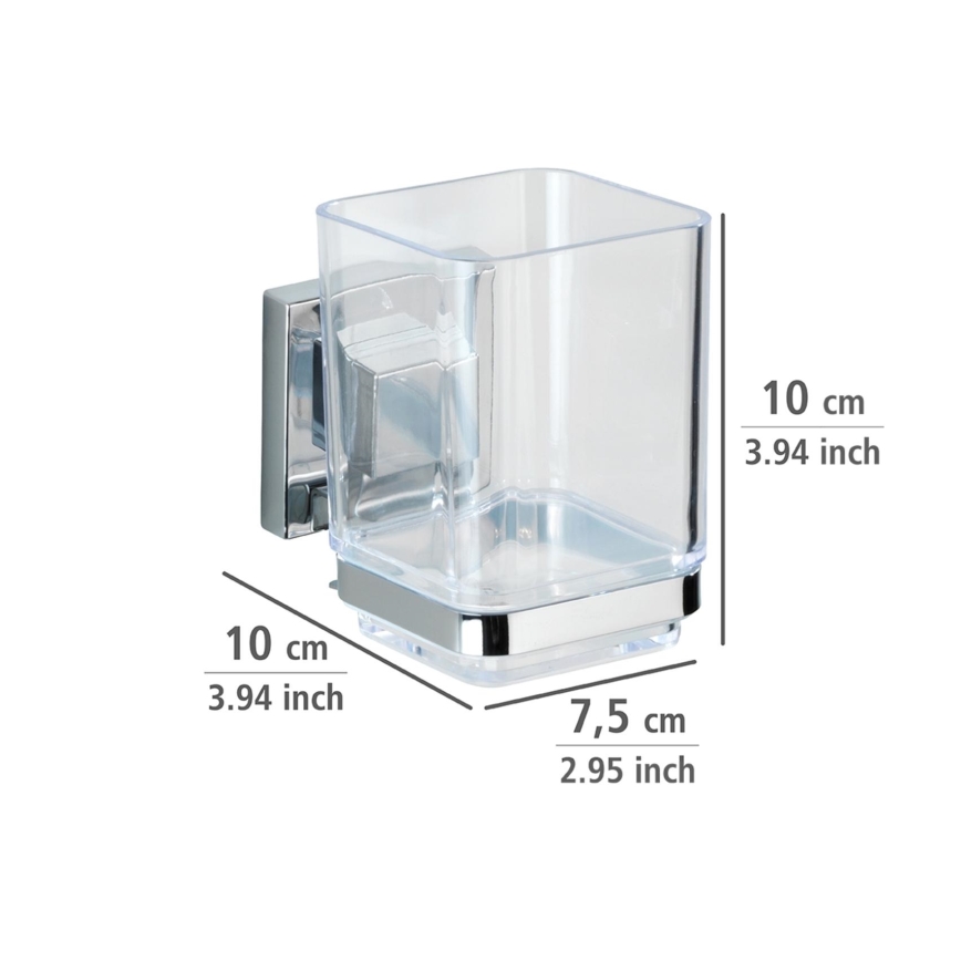 WENKO 22680100 -Bæger VACUUM-LOC QUADRO ED 7,5x10 cm sølv/blank krom/klar