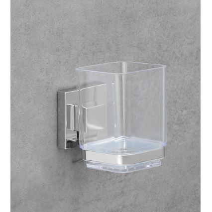 WENKO 22680100 -Bæger VACUUM-LOC QUADRO ED 7,5x10 cm sølv/blank krom/klar