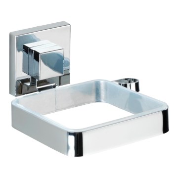 WENKO 22682100 -Hårtørrerholder VACUUM-LOC QUADRO ED 13,5x14 cm sølv/krom