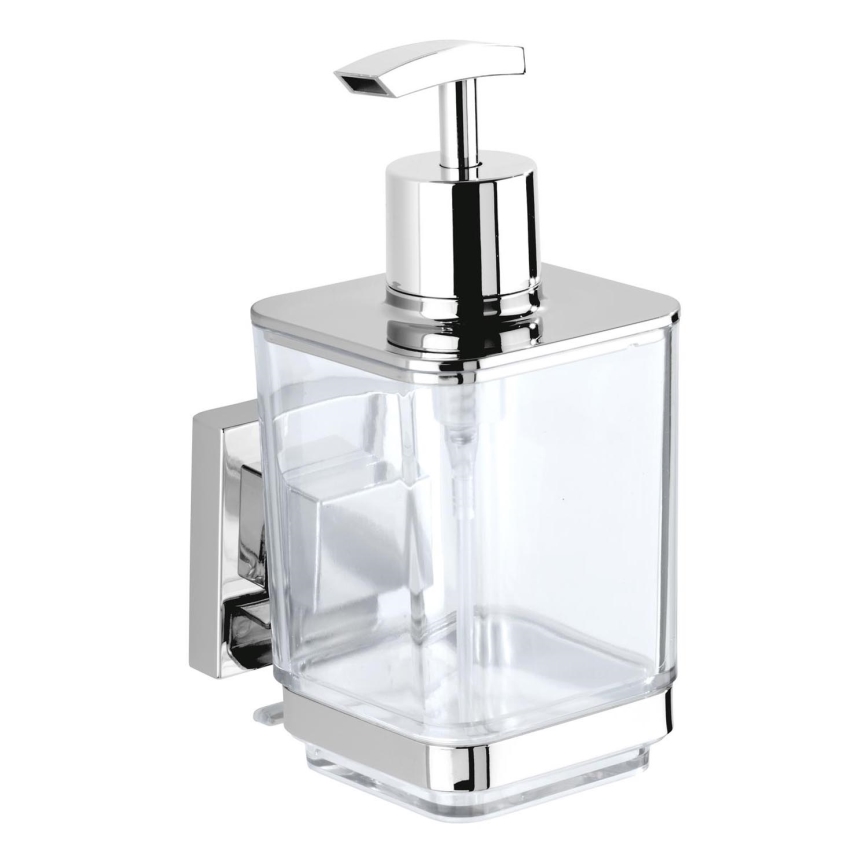 WENKO 22683100-Sæbedispenser VACUUM-LOC QUADRO ED 7,5x16 cm sølv/højglans krom