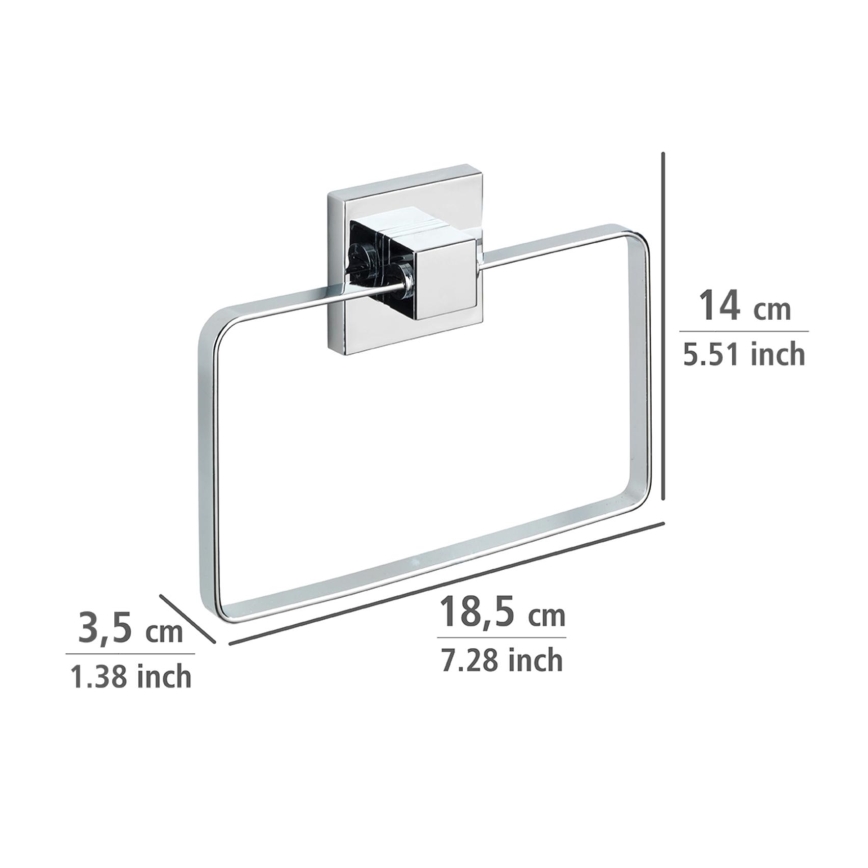 WENKO 22689100-Håndklædeholder VACUUM-LOC QUADRO ED 18,5x14 cm sølv/blank krom