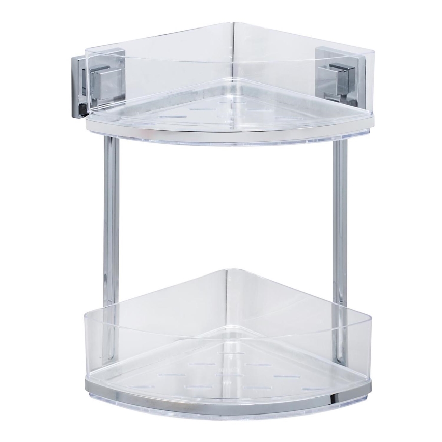 WENKO 22690100-Hjørnehylde VACUUM-LOC QUADRO ED 28x32,5 cm sølv/blank krom
