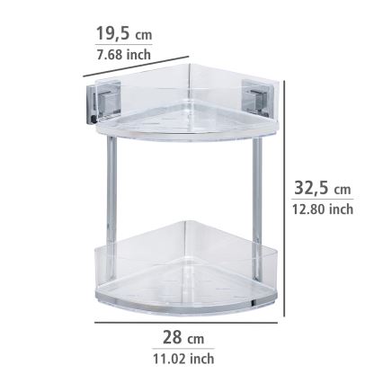 WENKO 22690100-Hjørnehylde VACUUM-LOC QUADRO ED 28x32,5 cm sølv/blank krom