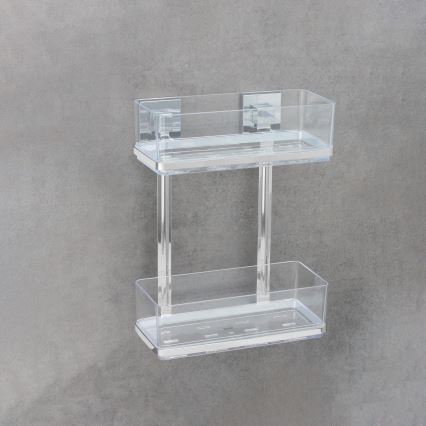 WENKO 22691100-Hylde VACUUM-LOC QUADRO ED 25,5x32,5 cm sølv/blank krom/gennemsigtig