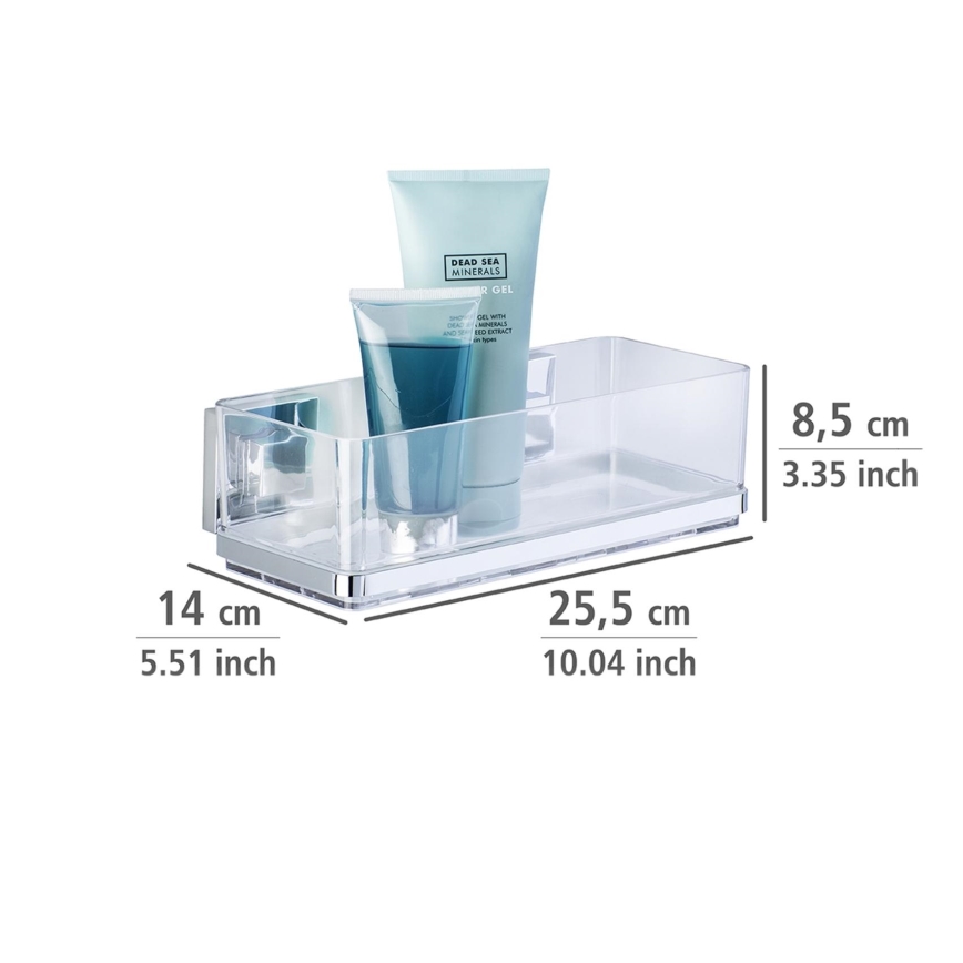 WENKO 22692100-Hylde VACUUM-LOC QUADRO ED 25,5x14 cm sølv/transparent