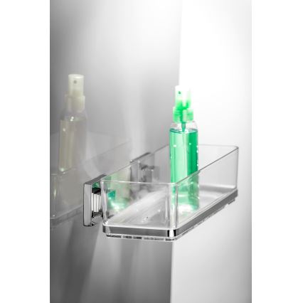 WENKO 22692100-Hylde VACUUM-LOC QUADRO ED 25,5x14 cm sølv/transparent