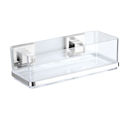 WENKO 22692100-Hylde VACUUM-LOC QUADRO ED 25,5x14 cm sølv/transparent
