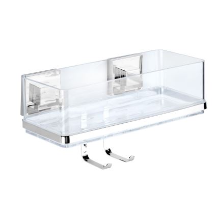 WENKO 22694100-Hylde VACUUM-LOC QUADRO ED 25,5x15 cm sølv/højglans krom/klar