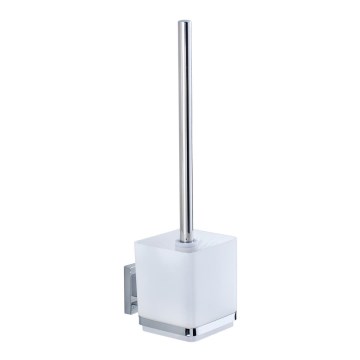 WENKO 22695100-WC WC-børste VACUUM-LOC QUADRO ED 9,5x37 cm sølv/blank krom/gennemsigtig