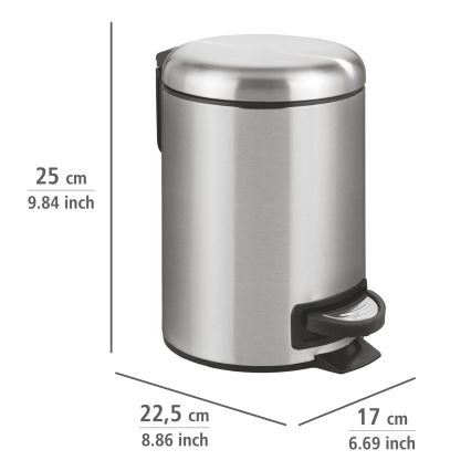 WENKO 22702100 - Affaldsspand LEMAN 17x25 cm rustfrit stål/satin/sort
