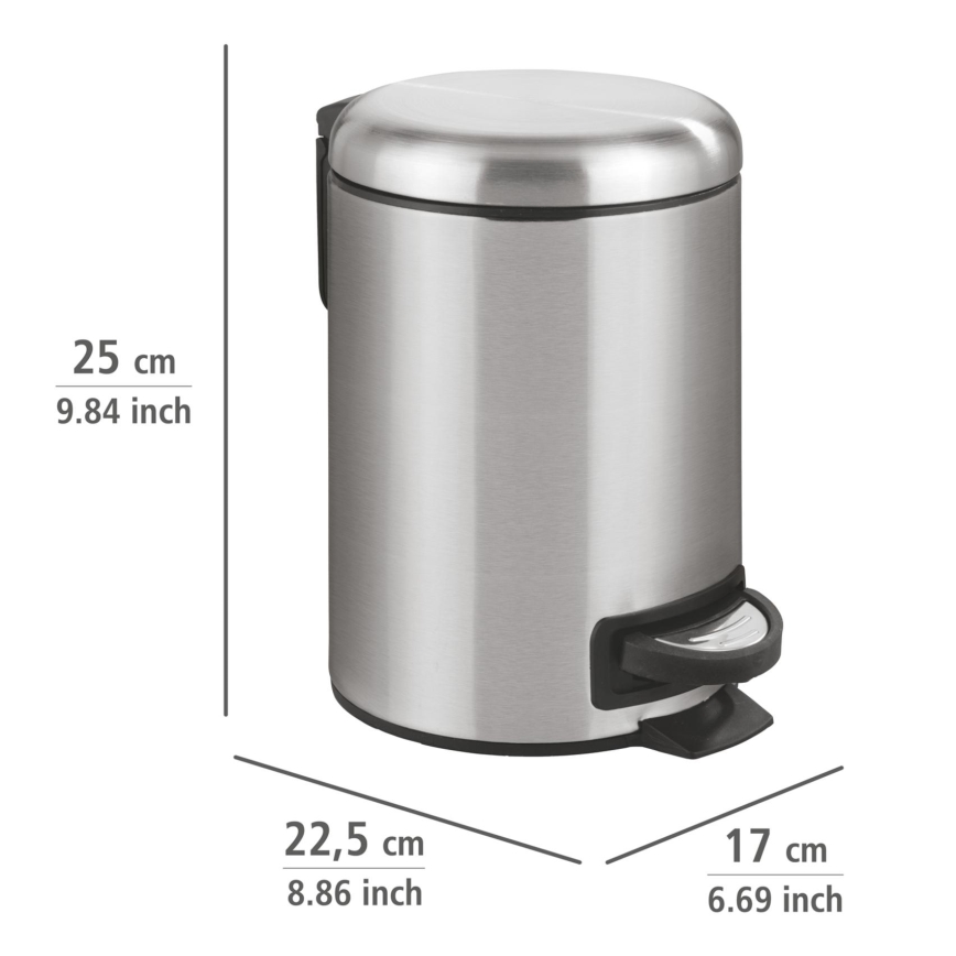 WENKO 22702100 - Affaldsspand LEMAN 17x25 cm rustfrit stål/satin/sort