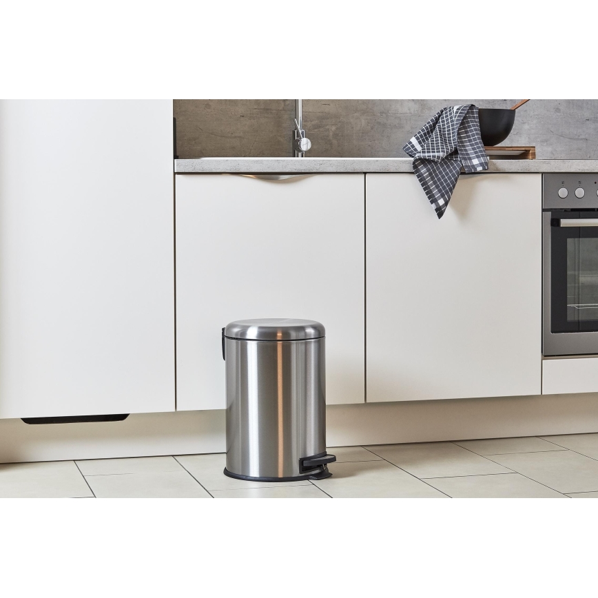 WENKO 22704100 - Affaldsspand LEMAN 30,5x44 cm rustfrit stål/satin/sort