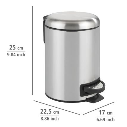 WENKO 22829100 - Affaldsspand LEMAN 17x25 cm rustfrit stål/satineret/sort