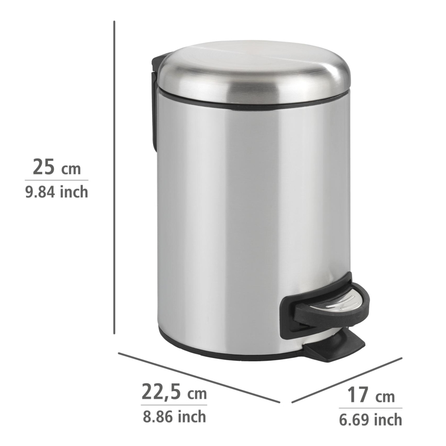 WENKO 22829100 - Affaldsspand LEMAN 17x25 cm rustfrit stål/satineret/sort