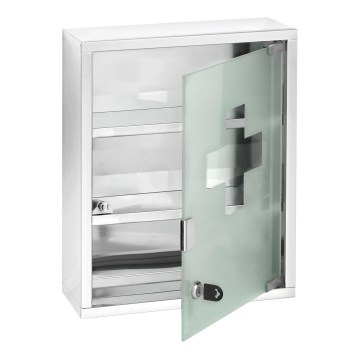 WENKO 22924100 - Førstehjælpsskab 30x40 cm i rustfrit stål/sølv