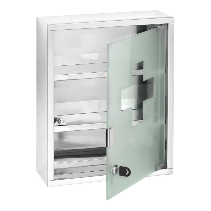WENKO 22924100 - Førstehjælpsskab 30x40 cm i rustfrit stål/sølv