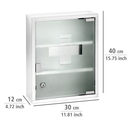 WENKO 22924100 - Førstehjælpsskab 30x40 cm i rustfrit stål/sølv